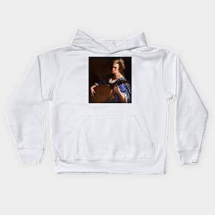 Self-Portrait as A Lute Player by Artemisia Gentileschi Kids Hoodie